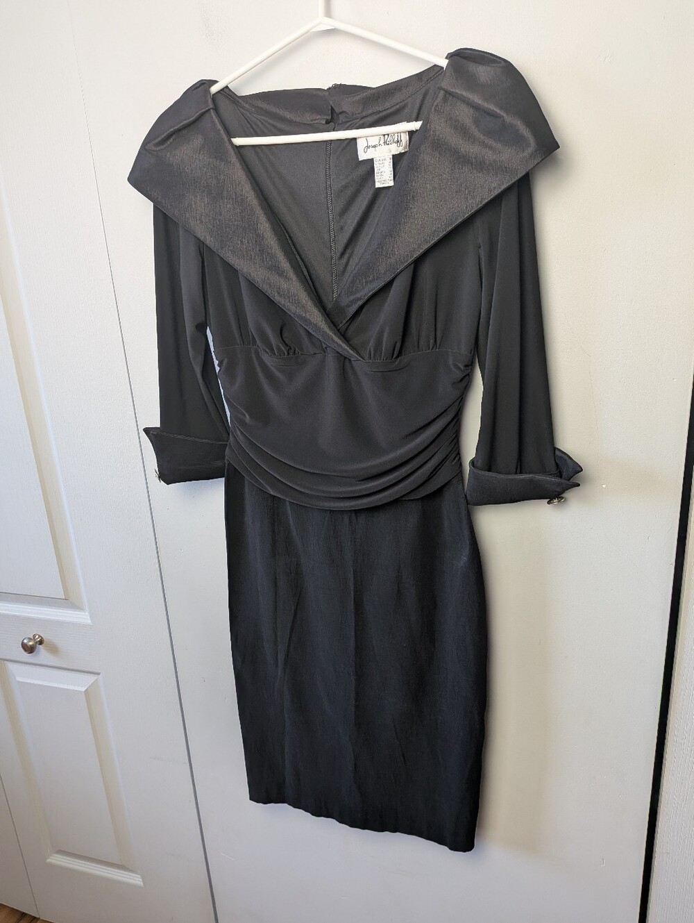 JOSEPH RIBKOFF Formal Women Black Midi Dress Size 8 Made In Canada Wedding Wear